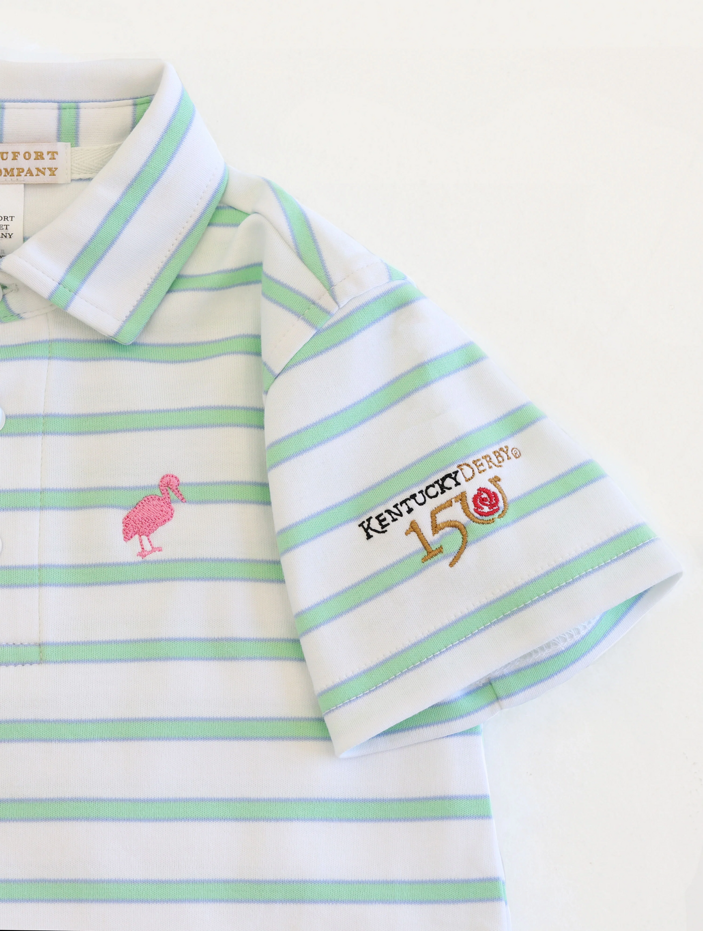 Prim & Proper Polo - Worth Avenue White, Park City Periwinkle, And Grace Bay Green Stripe With Hamptons Hot Pink Stork