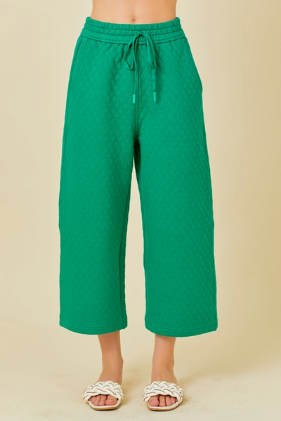Green Quilted Capri Pants