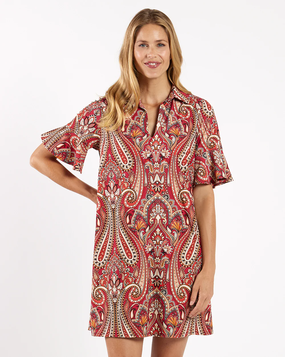 Regina Dress Jude Cloth - Italian Paisley Claret