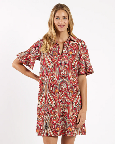 Regina Dress Jude Cloth - Italian Paisley Claret