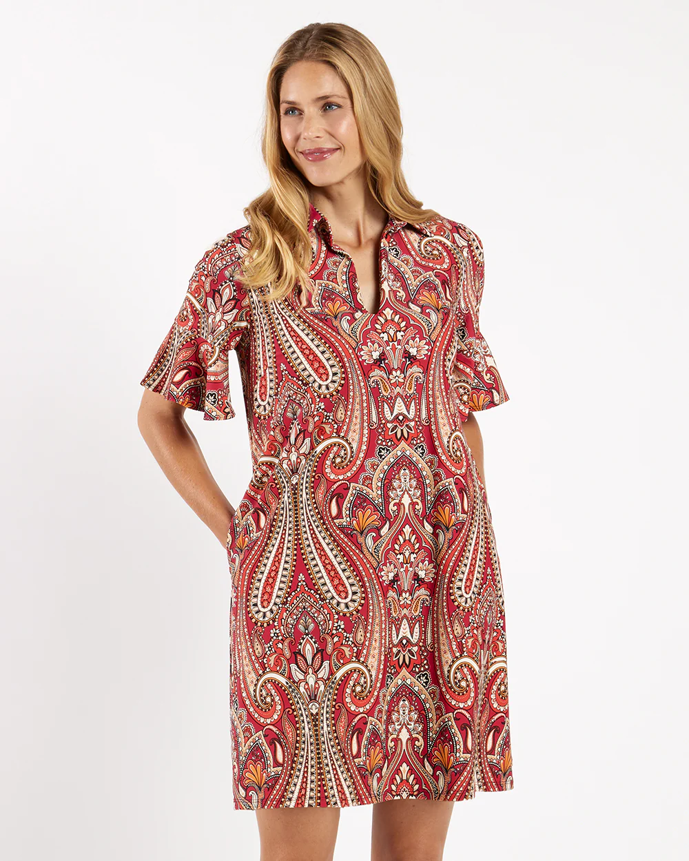 Regina Dress Jude Cloth - Italian Paisley Claret