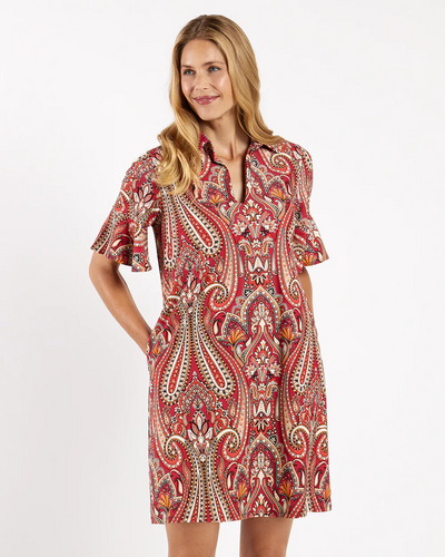 Regina Dress Jude Cloth - Italian Paisley Claret