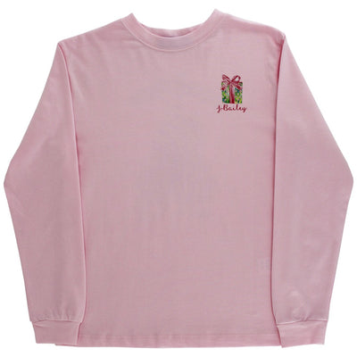 J. Bailey Girl's Logo Tee - Santa Tree on Pink