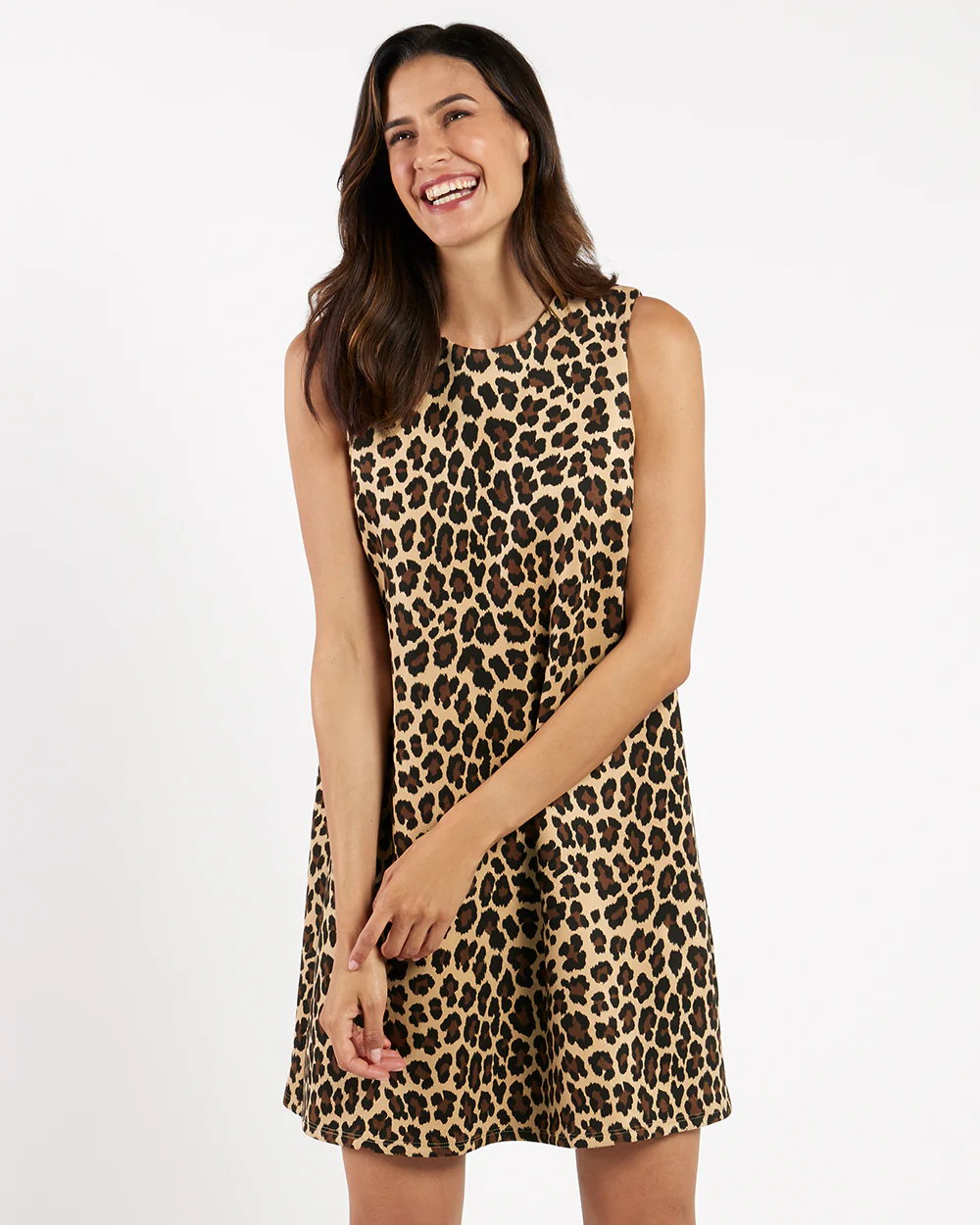 Holly Dress Faux Suede - Large Leopard Brown
