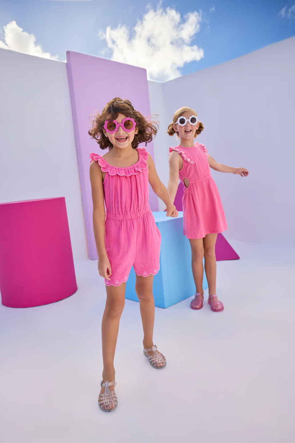 Flora Romper - Hot Pink