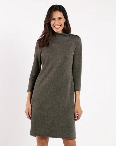 Gertie Dress Textured Plaid - Brown Glen Plaid