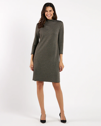 Gertie Dress Textured Plaid - Brown Glen Plaid