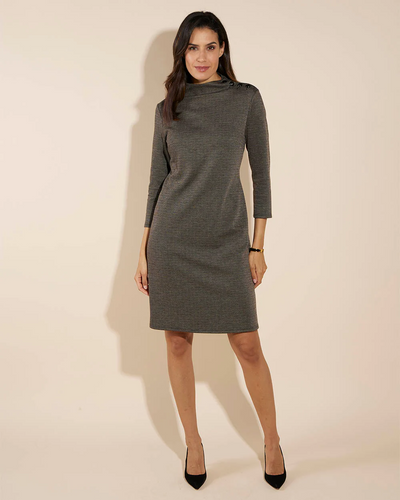 Gertie Dress Textured Plaid - Brown Glen Plaid
