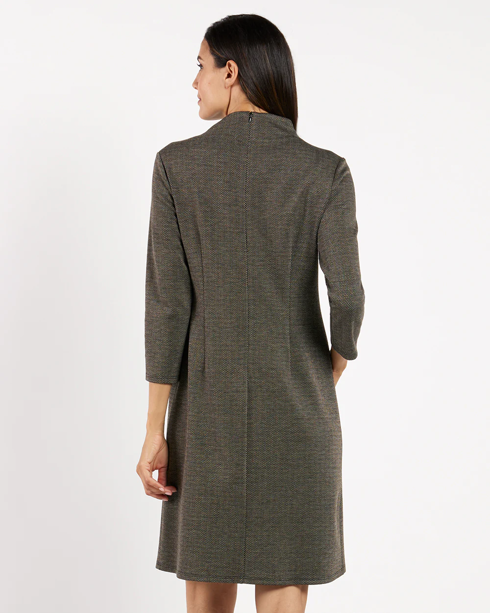 Gertie Dress Textured Plaid - Brown Glen Plaid