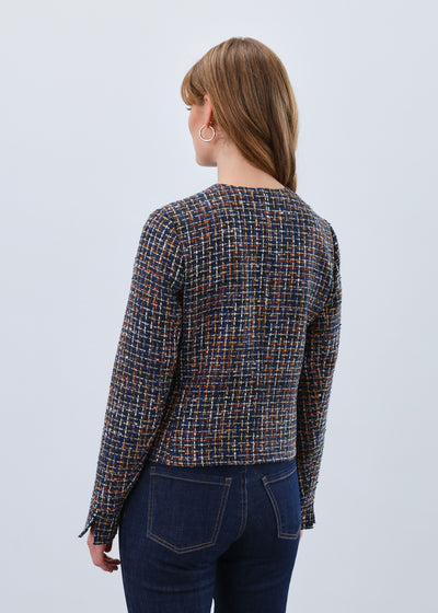 Collarless Tweed Jacket