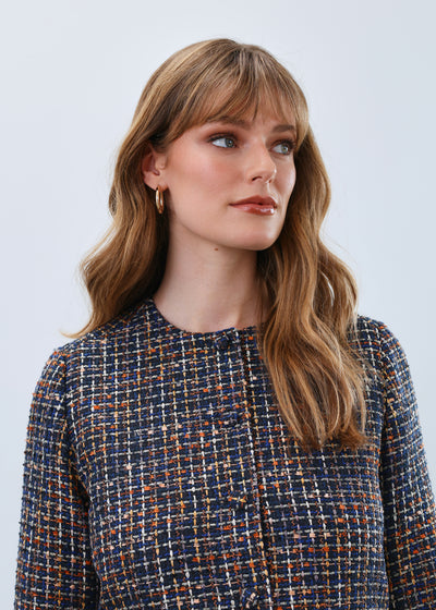 Collarless Tweed Jacket