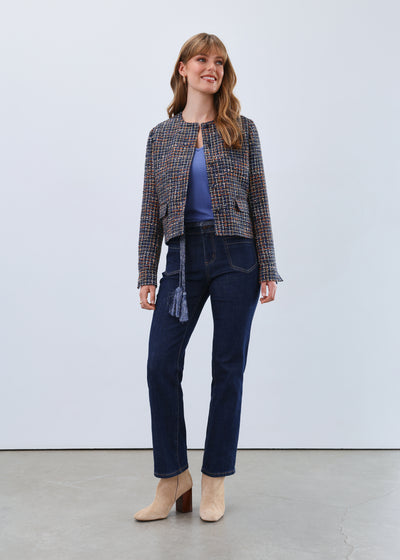 Collarless Tweed Jacket