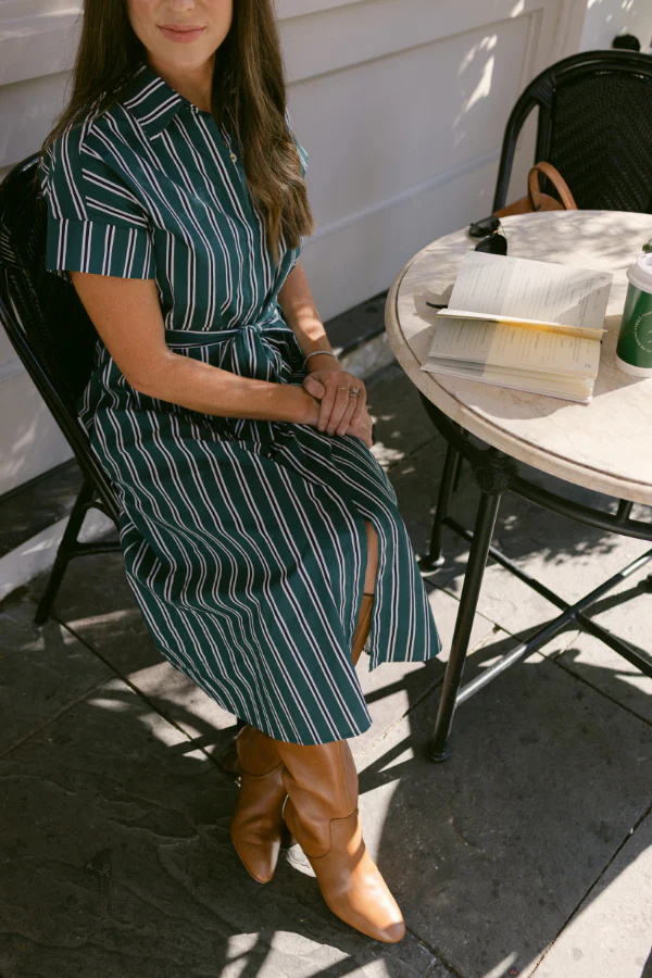 Callahan Dress in Forest Stripe