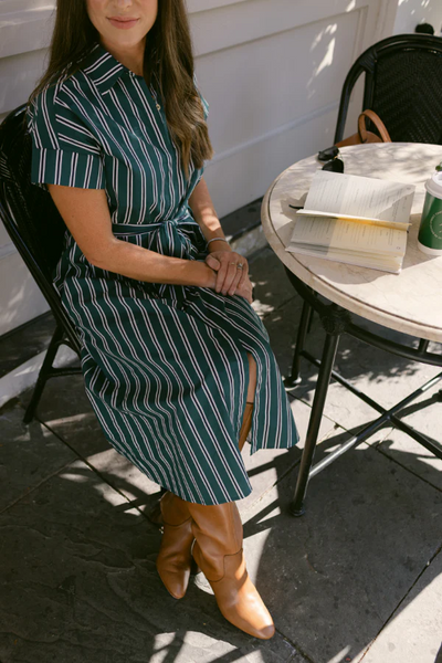 Callahan Dress in Forest Stripe