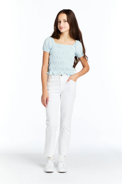 High rise crop flare - White