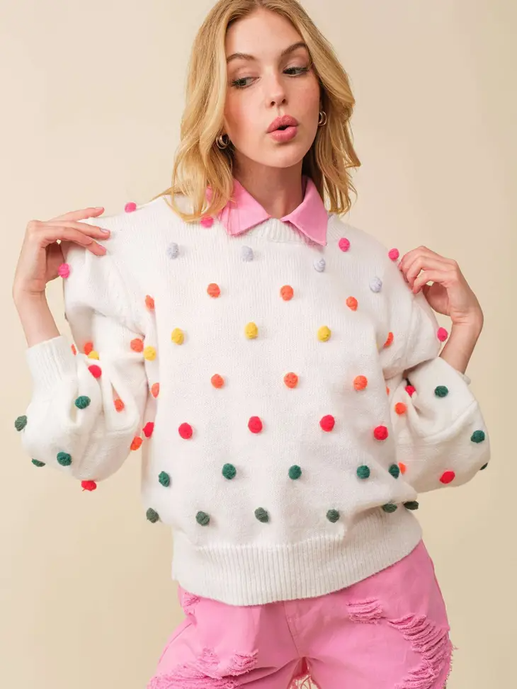 Multi Color Polka Dot Long Sleeve Sweater