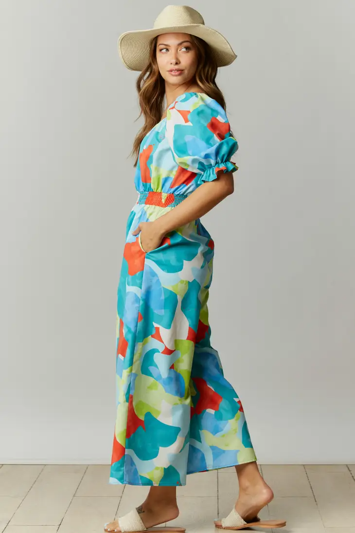 Multicolor Abstract Print Jumpsuit