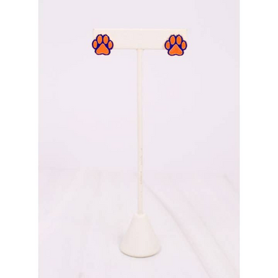 Perfect Paw Print Stud Earring Orange & Purple