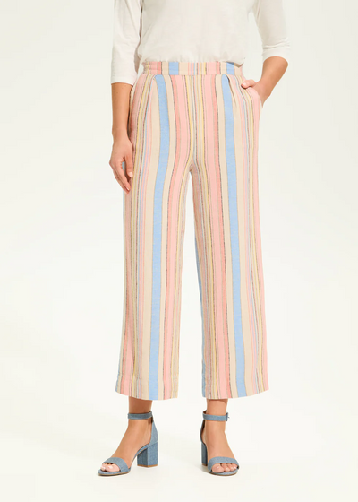 Pull-On Wide Crop Trouser, Aperol Stripe
