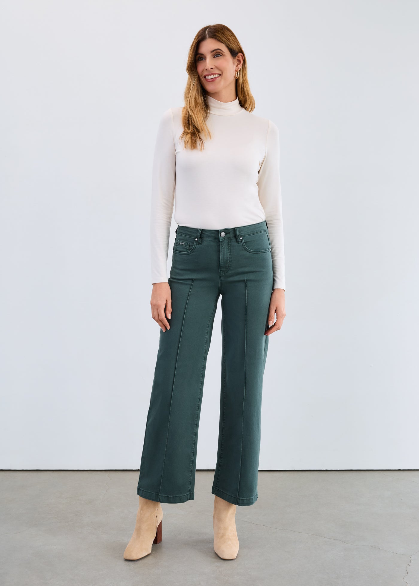 Olivia Wide Leg Jean - Spruce