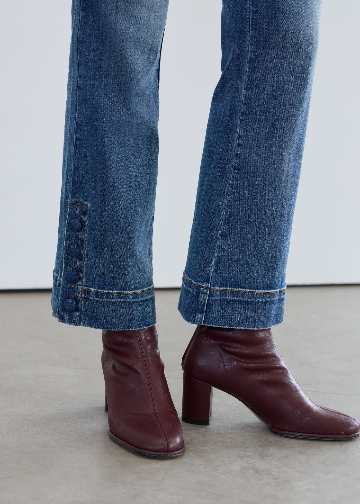 Pull on Boot Ankle with Covered Buttons