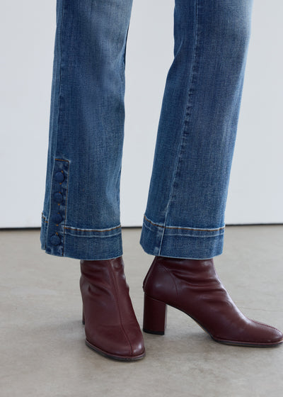 Pull on Boot Ankle with Covered Buttons