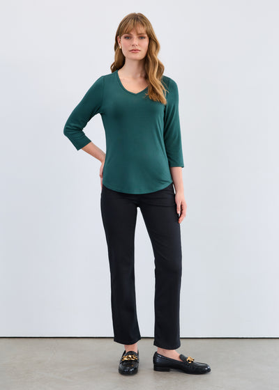 Black Pull-on Straight Ankle Pant