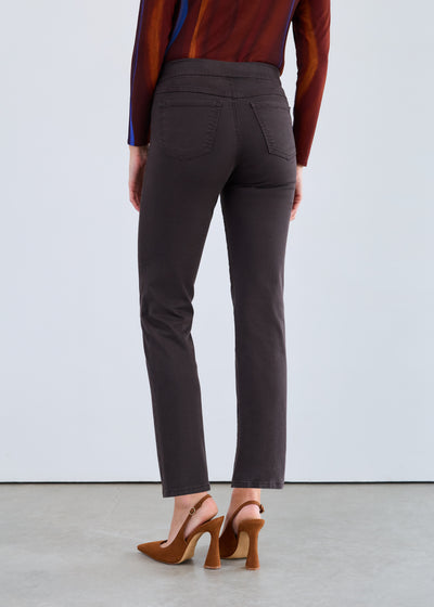 Rich Brown Pull-on Straight Ankle Pant