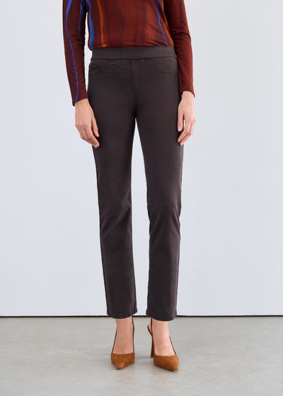 Rich Brown Pull-on Straight Ankle Pant
