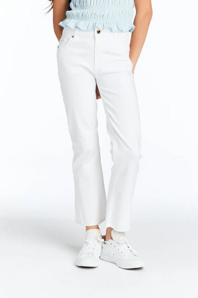 High rise crop flare - White