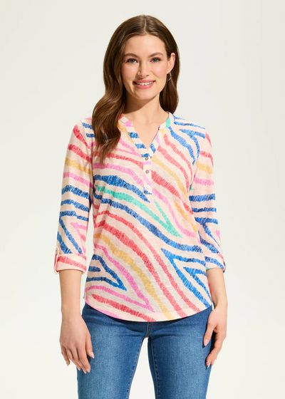 3/4 Sleeve Henley Top, Trailblazer