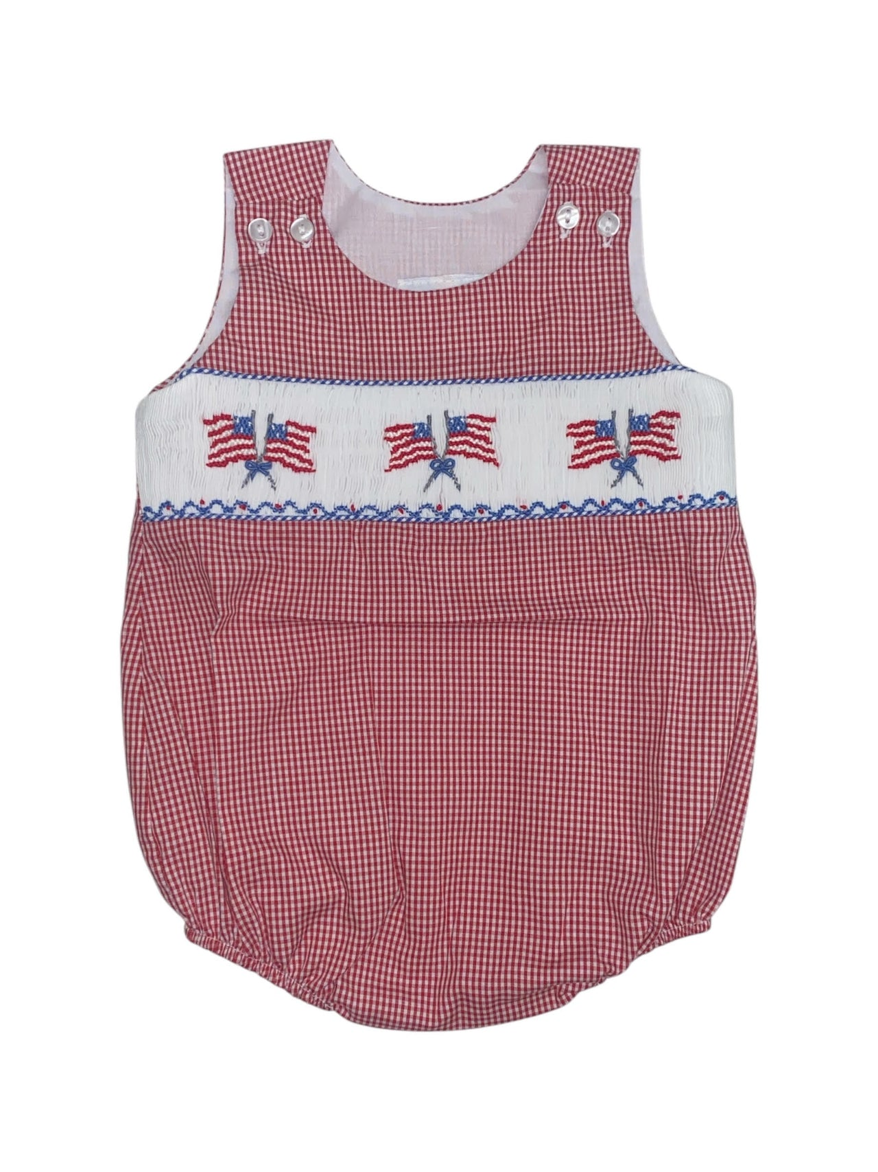Cam Smocked Bubble - Flags