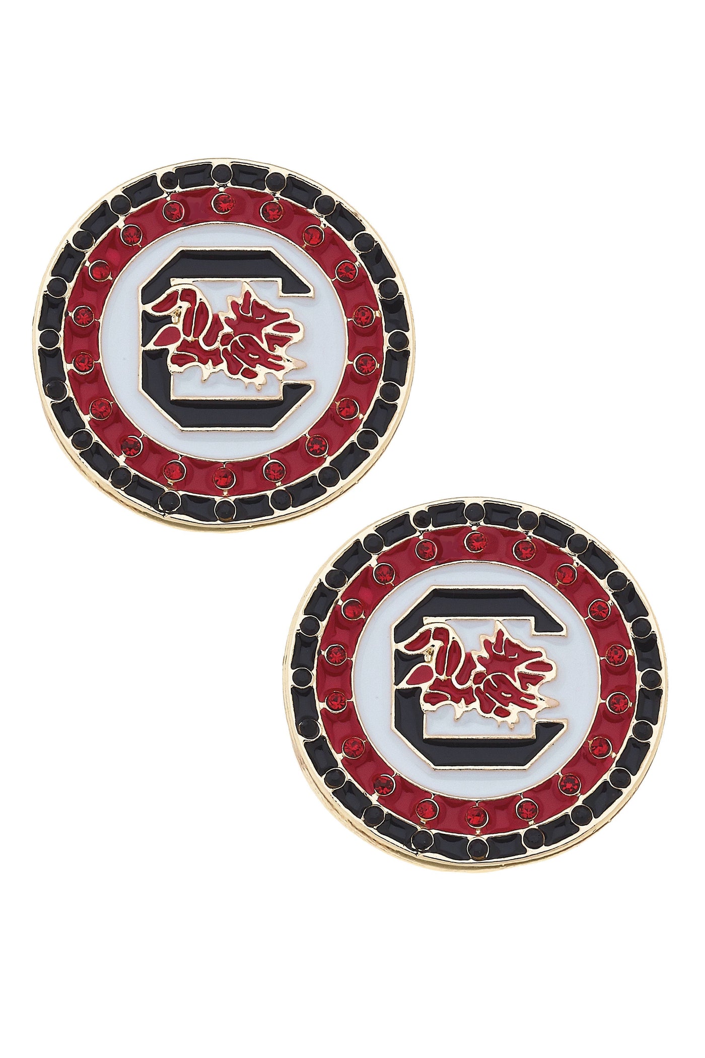 South Carolina Gamecocks Pave Disc Stud Earrings