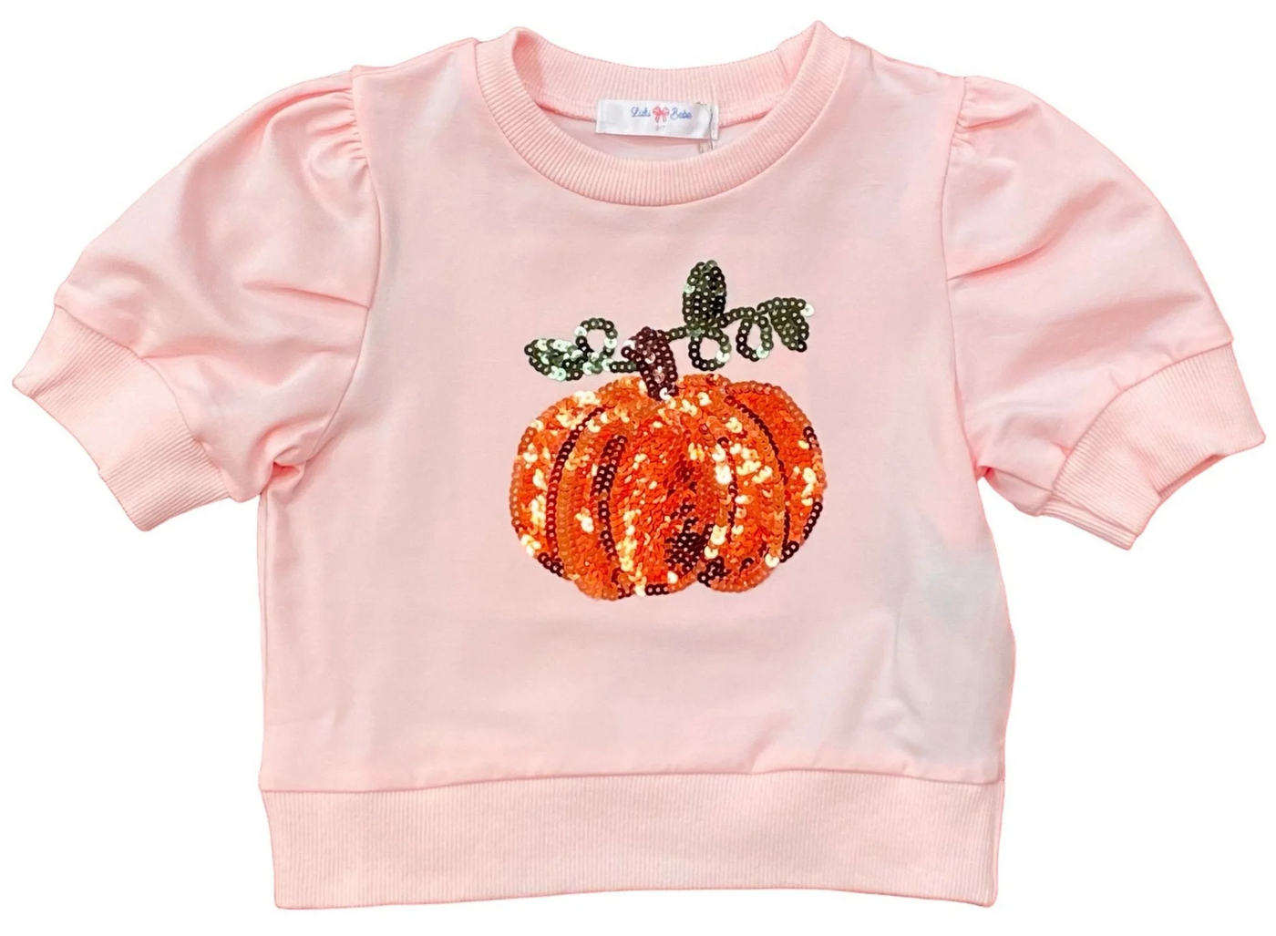 Pink Sequin Pumpkin Short Sleeve Tee