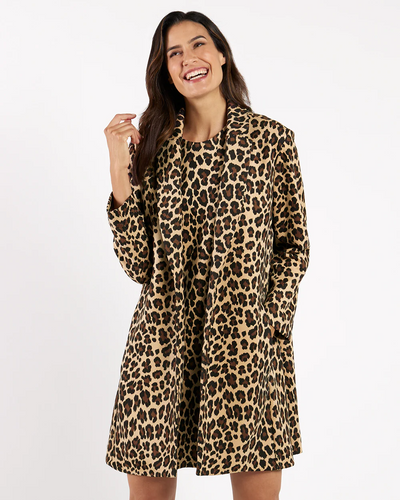 Emma Jacket Faux Suede - Large Leopard Brown