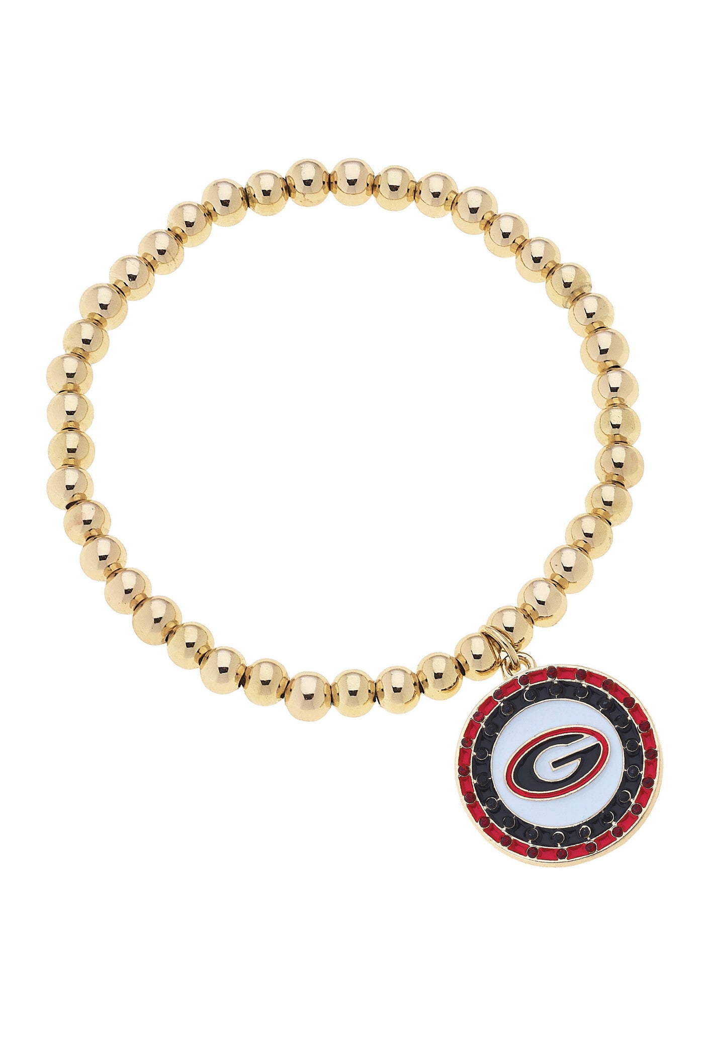 Georgia Bulldogs Pave Disc Ball Bead Stretch Bracelet