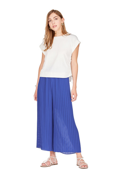 Pleated Crop Pant in Royal