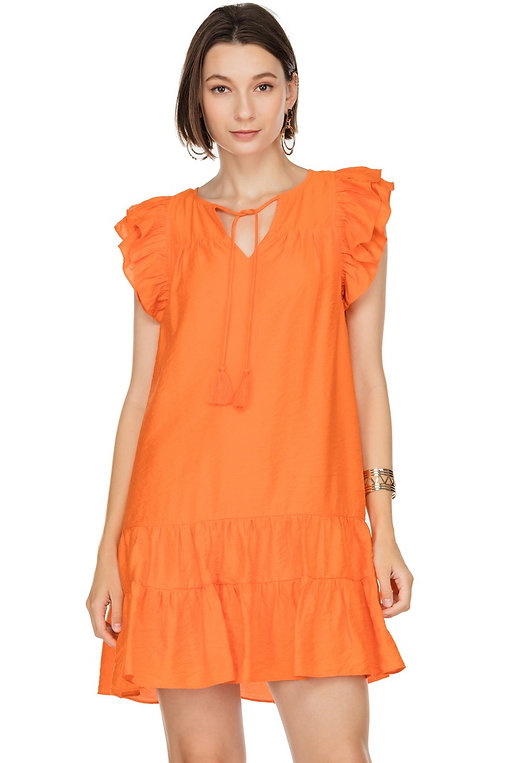 Ruffles Hem Dress - Orange