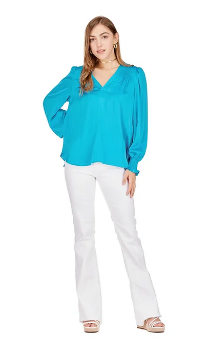 V-neck Turquoise Blouse