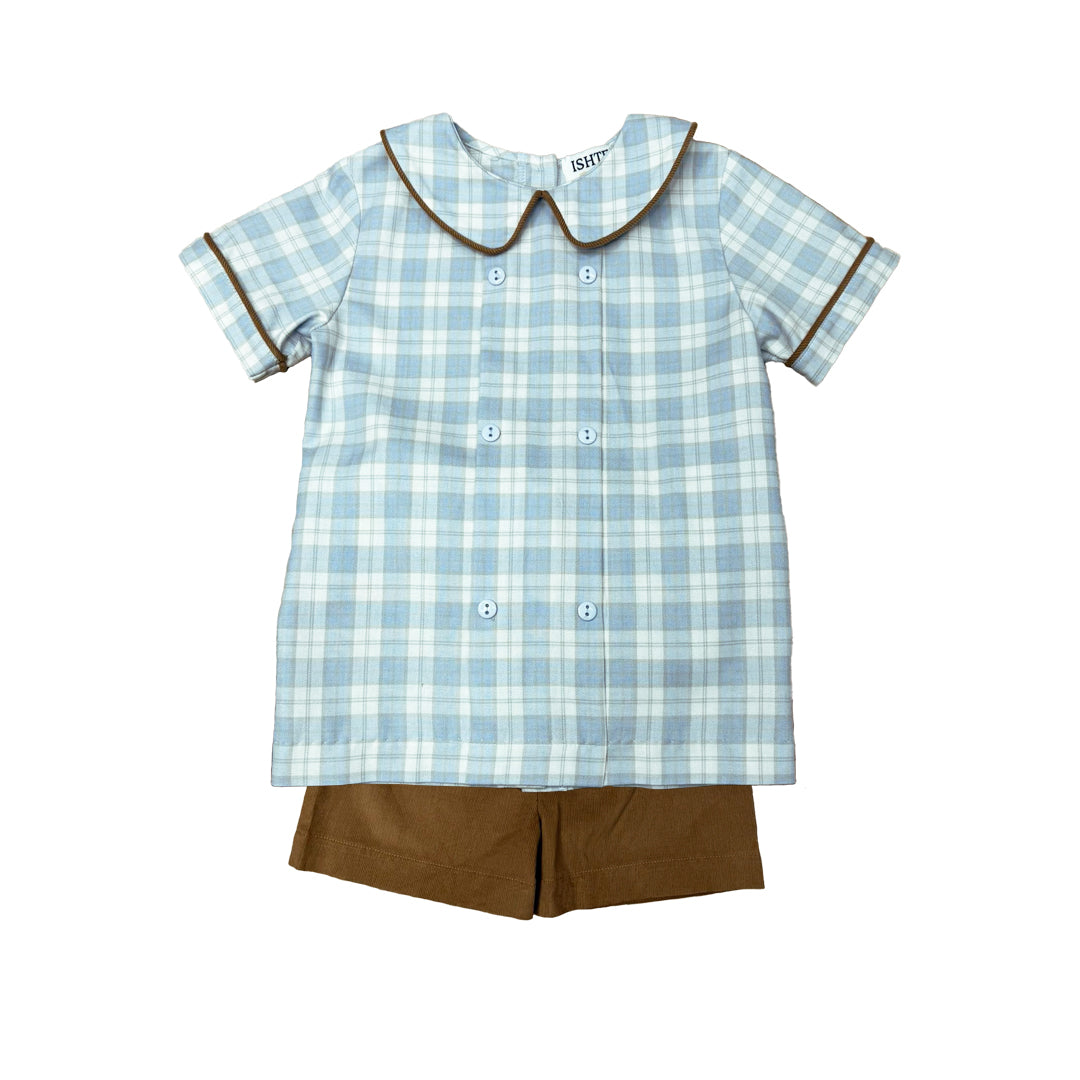 BLUE/KHAKI BOY'S SHORTS SET