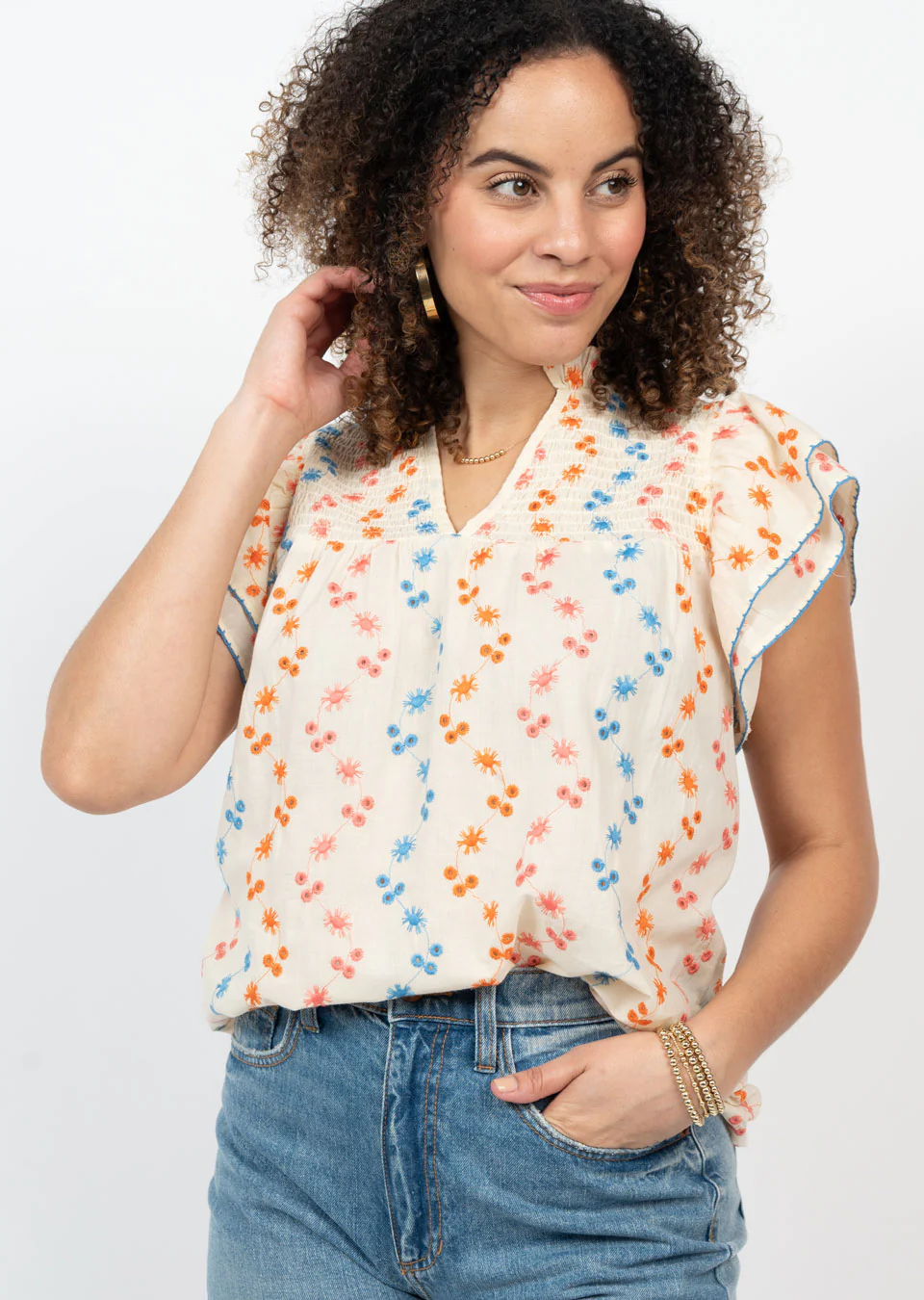 Over Easy Eyelet Top - Ivory