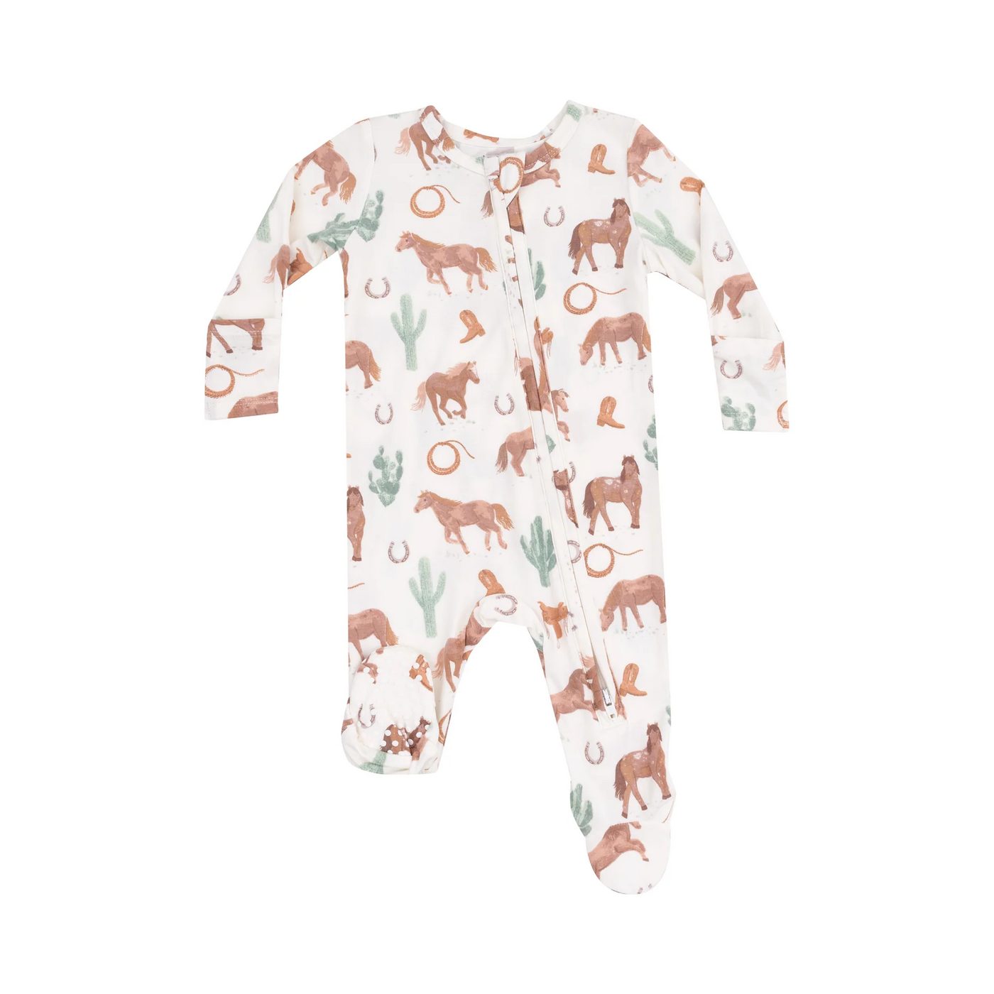 2 Way Zipper Footie - Western Horses