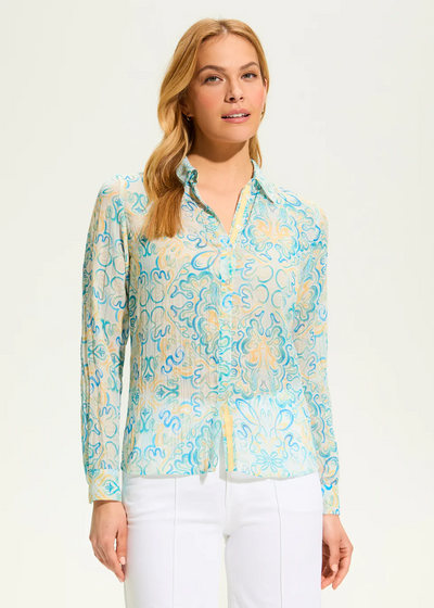 Crinkle Printed Shirt, Kaleidoscope Print