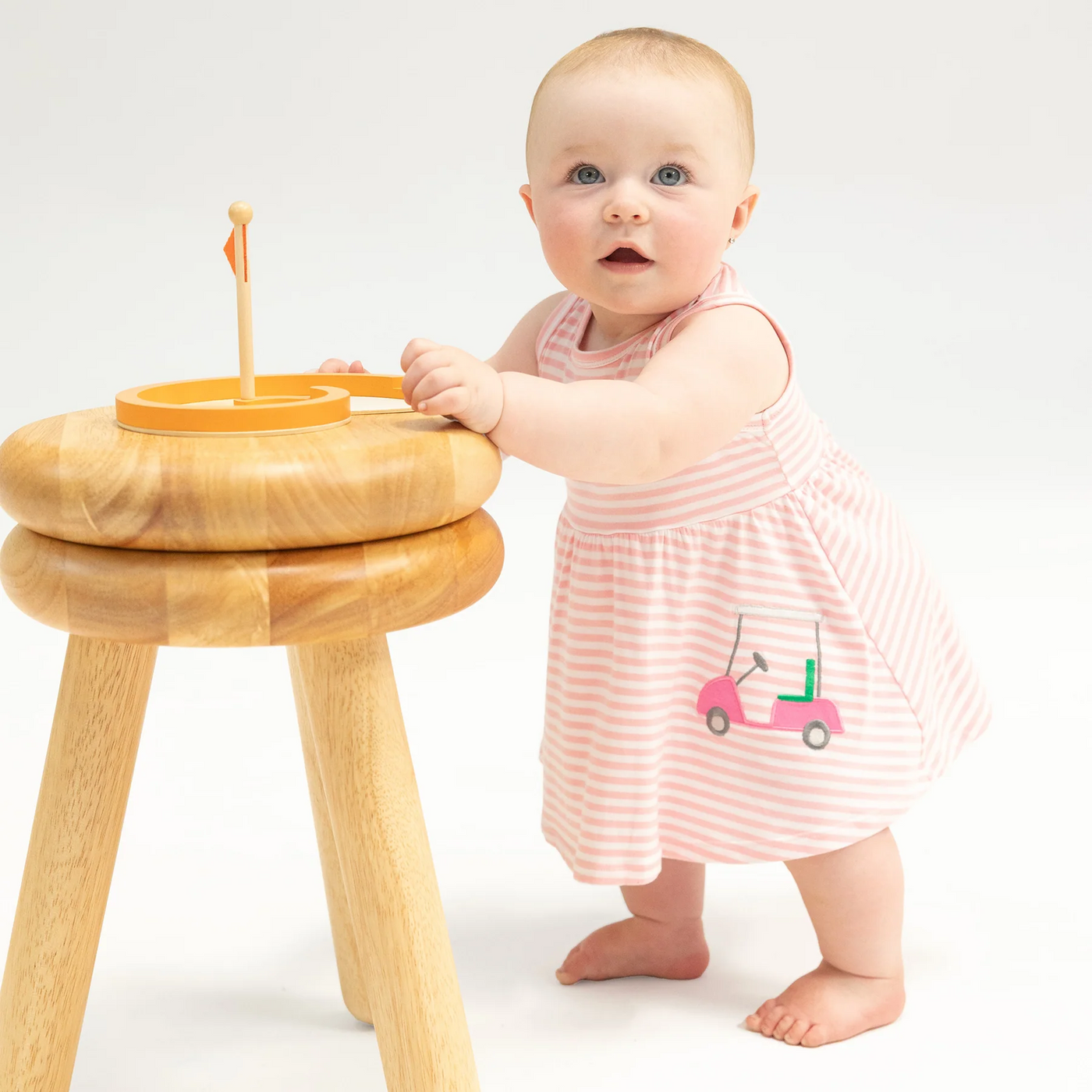 Tank Dress with Applique - Golf Pink Mini Gingham