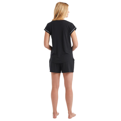 Piper - Cap Sleeve Short PJ Set | Premium Pajama Shorts & Matching Top - Black