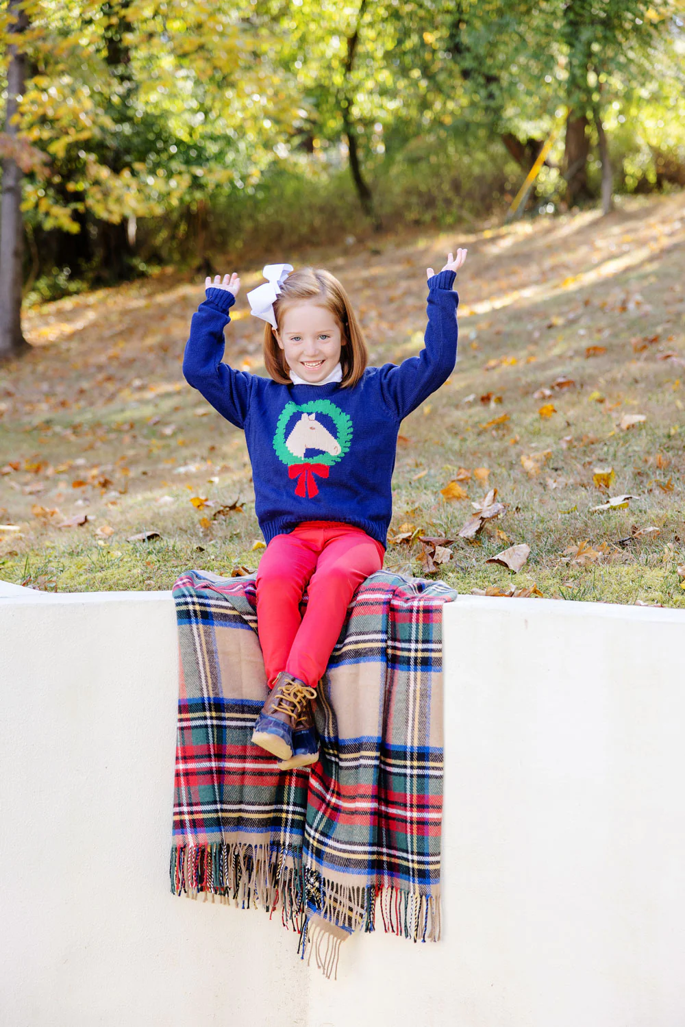 Isabelle's Intarsia Sweater - Nantucket Navy With Horse Intarsia