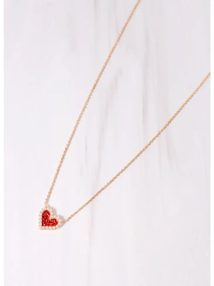 Ellie Glitter Heart Necklace