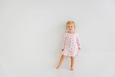 Long Sleeve Polly Play Dress Vintage Prep Pumpkin Pails with Sandpearl Pink
