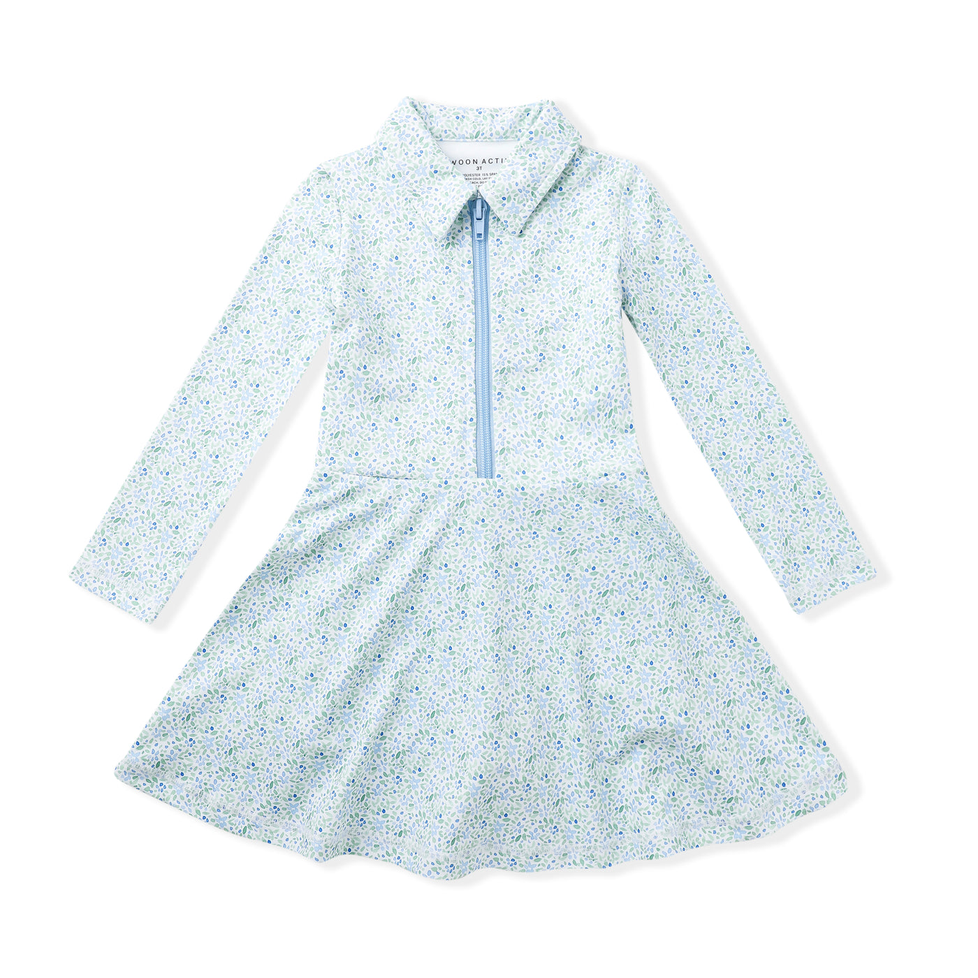 Long Sleeve Blue Floral Tennis Dress