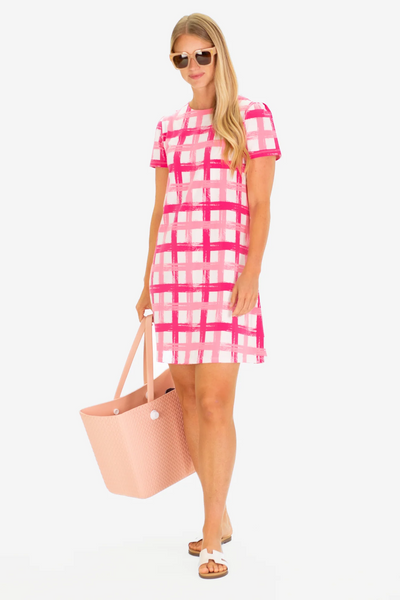 THE ALVA DRESS IN PAINTED PINK GINGHAM